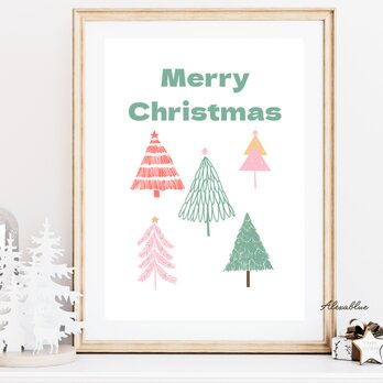 シンプル クリスマスポスター➂ A4サイズ クリスマス インテリアポスターの画像