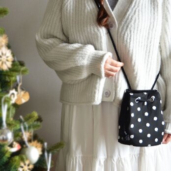 数量限定！チュール刺繍ドット 2wayポシェットマリンバッグ 　シルバー　クリスマスギフト・ご褒美にも◎の画像