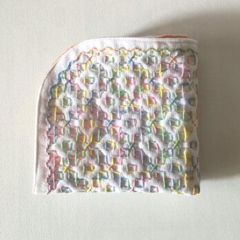 刺し子のふんわりガーゼハンカチ   『ミックスダリア』【受注制作】の画像