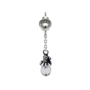 ランプ メンズ ドロップピアス クリア/シルバー925 片耳/セカンドピアス つけっぱなし/男性へのプレゼント/snd128の画像