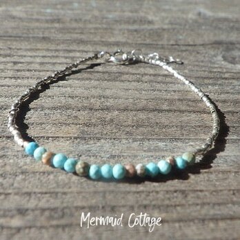 ＊sv925＊Turquoise＆Karen Silver Dainty Bracelet ターコイズ＆カレンシルバーの画像
