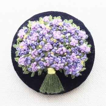 パープル小花のブーケ　刺繍ブローチの画像