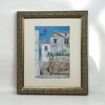 散歩の途中(スペイン、グラナダ、原画、油絵、額付き）の画像