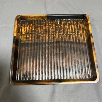 黒柿拭漆我谷盆（くろがきふきうるしわがたぼん）煎茶盆　折敷№8075の画像
