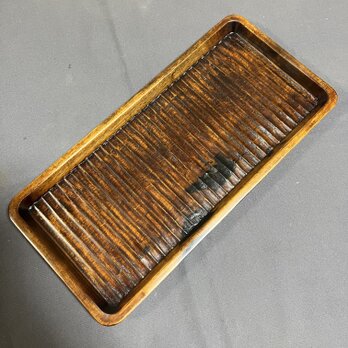 黒柿拭漆我谷盆（くろがきふきうるしわがたぼん）煎茶盆　折敷№8083の画像