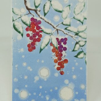 ギルディング和紙葉書　南天と積り雪の画像