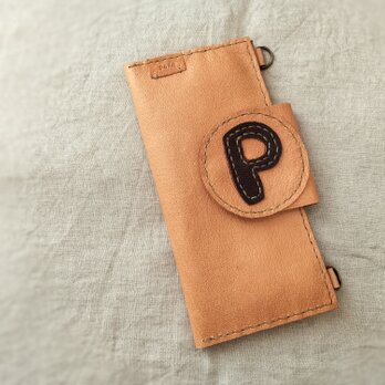 simple wallet　タン✗チョコレート　ピッグスキンレザーの画像