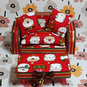 クリスマスシマエナガの小さな可愛いソファーセット５点の画像