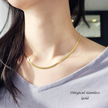 滑らか★サージカルステンレスフラットスネークネックレス　～Gold/Silverの画像