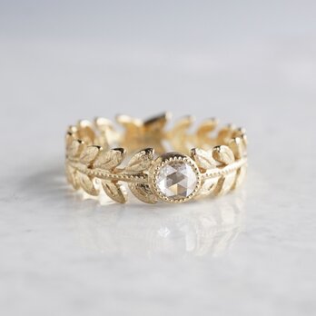 K18 Diamond rose leaf ring [R103K18]の画像