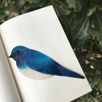 本革　鳥　おおるり　ブックマーク　の画像