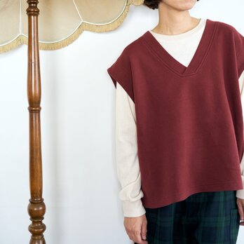 double-knit back rib vest (bordeaux)の画像