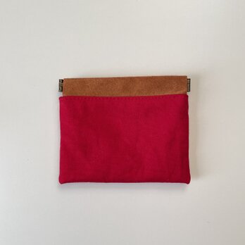 バネポーチ　赤×茶色
