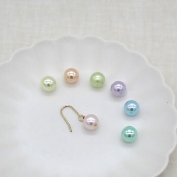 《７色から選べる》カラーパールの一粒パールピアス／イヤリング①の画像