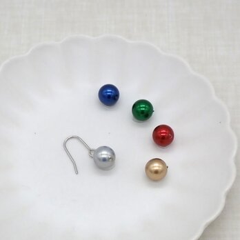 《５色から選べる》カラーパールの一粒パールピアス／イヤリング④の画像