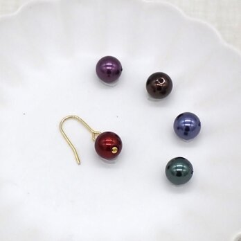 《５色から選べる》カラーパールの一粒パールピアス／イヤリング⑤