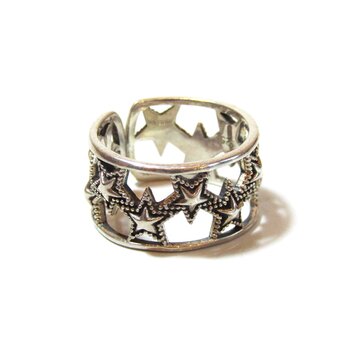 Vintage Silver 925 Star Design Open Ringの画像