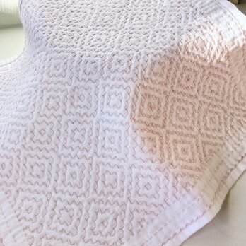 刺し子ふきん/カバー    柿の花刺し  淡いピンクの画像