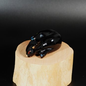 Makie Nemuri Neko-Blak Cat  001      (蒔絵　眠り猫　黒猫)の画像