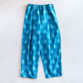 シュエシュエファブリック　タックパンツ　Shweshwe Caribbean Blueの画像