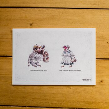 服飾史シリーズ D「猪とニワトリ」　３枚組の画像