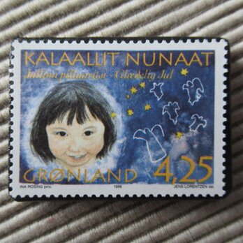グリーンランド　クリスマス切手ブローチ 10202