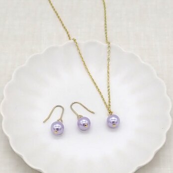 《７色から選べる》カラーパールの一粒パールネックレス＆ピアス／イヤリングセット①の画像