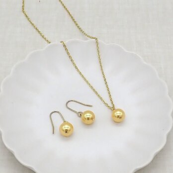 《６色から選べる》カラーパールの一粒パールネックレス＆ピアス／イヤリングセット②の画像