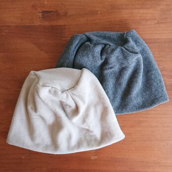 ふんわりストレッチコットン ✽ ビーニーキャップ【グレージュ＆チャコールグレー】　の画像