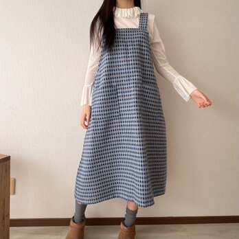 ウールエプロン風ワンピースの画像