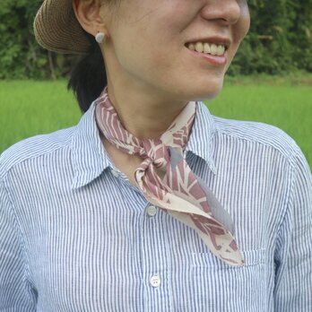 プチスカーフ「カンナ」余裕_ピンクブラウン（シルク40%レーヨン60%）