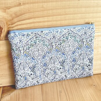 リバティ　20ｃｍファスナー　フラットポーチ　ポケット付　＜Ianthe Blossom＞(アイアンシブロッサム)の画像