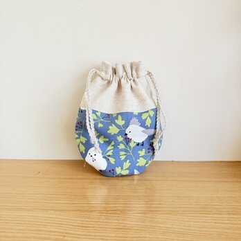 ラウンド型のミニ巾着（シマエナガ）