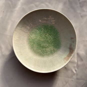 流彩釉皿21cm 薄グリーンの画像