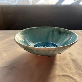 流彩釉ボウル15cm ヒスイの画像