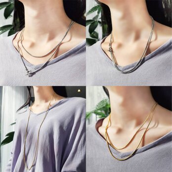 95cm★マンテルロープロング・ステンレススチールネックレス　～Gold/Silverの画像