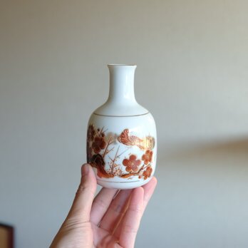 お正月に使いたくなる◆鳥と梅。九谷焼　赤絵金彩徳利　丁寧な暮らしに。酒器　昭和レトロ　インテリアの画像