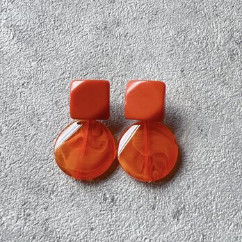 P531-ヴィンテージピアス U.S.A. 1980s Deadstock Orange Acrylic Marbleの画像