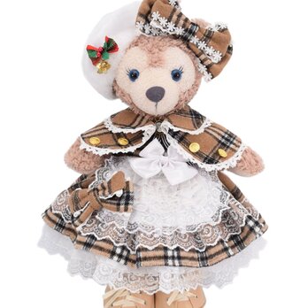 シェリーメイ 服 着せ替え コスチューム ケープ付キャメルチェックドレス クリスマス 本体無 Sサイズ用 送料無料の画像