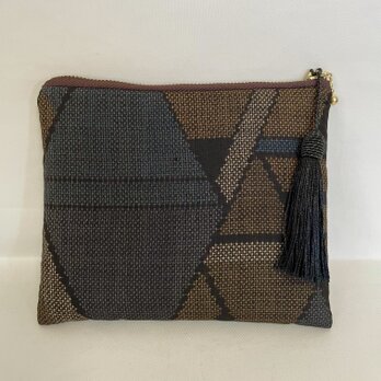 ＊アンティーク着物＊抽象模様泥大島紬のポーチ（５マルキ）