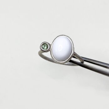 一点もの White Onyx w/Green Zircon リング/受注制作の画像