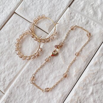 【福袋】Czech Beads pierceセット＊ライトスモークトパーズの画像