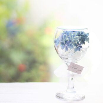 ❤氷の上で咲く紫陽花【万華鏡】ワイングラスでの画像
