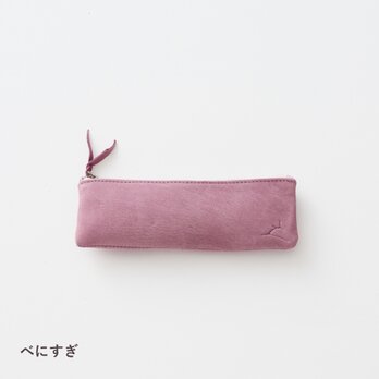 【ジビエ鹿革・ジビエレザー】ENISICA カクシカ ペンケース 紅杉 アッシュピンク 本革の画像