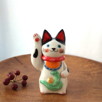 福へび抱き招き猫　　の画像