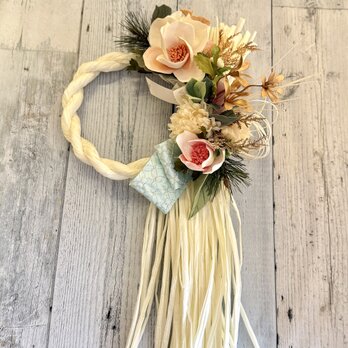 sold out お正月締め縄飾り♪ホワイトシャビーの雅なお正月飾りの画像