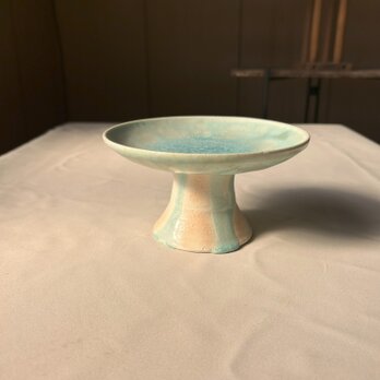 流彩釉高台皿　ヒスイBの画像