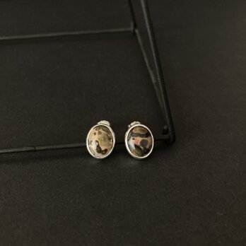 ピクチャージャスパーのシルバーピアス　◇ 覆輪ピアスの画像