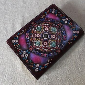 文庫サイズブックカバー 刻印、拭き染め 牛革