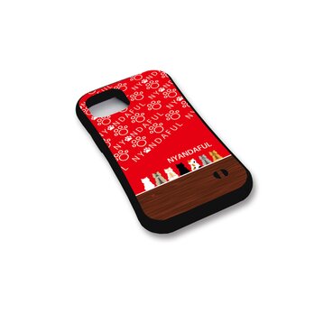 グリップケース iPhoneケース【ほのぼのにゃんこ勢ぞろい（ニャンダフル）】（名入れ可）の画像